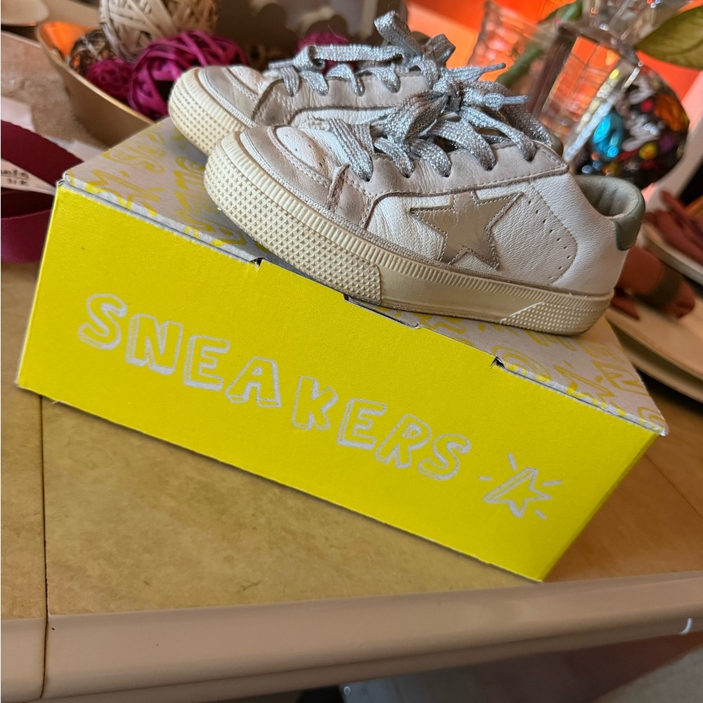 Golden Goose Kids White Sneakers with Silver Laces